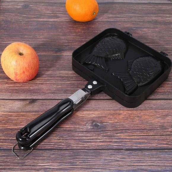 2X Taiyaki Double Fish Shaped Hot Dessert Waffle Cake Maker Pan Japanese Pancake Double Pan Fry Pan