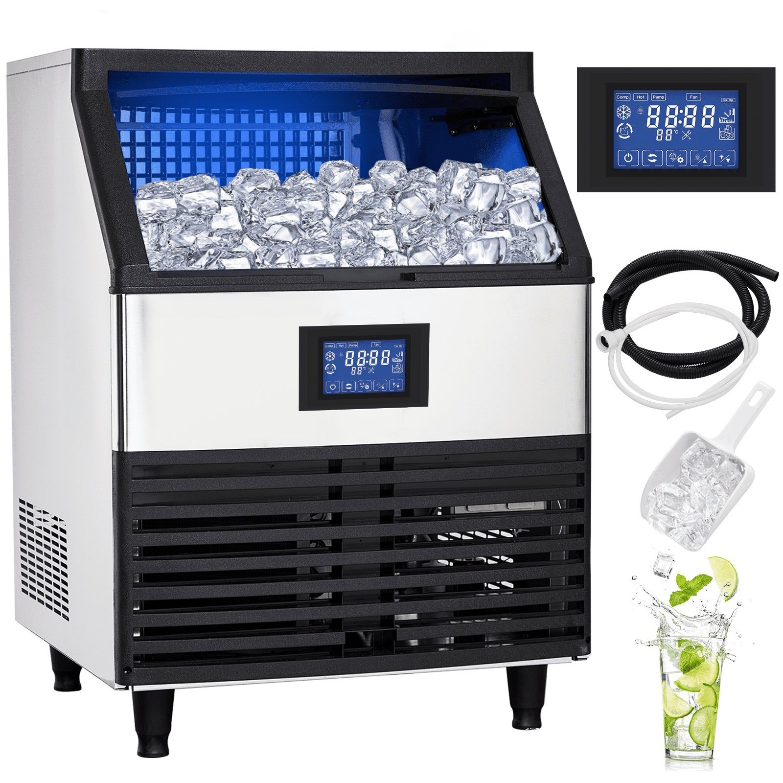 Commercial Ice Maker Machine 110LBS/24h 176LBS/24h 440LBS/24h, Freestanding Countertop Ice Makers for Home Bar Restaurant Café