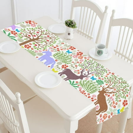 magicycle deer, MKHERT Magic Deers Table Runner for Wedding Party Banquet Decoration 14×72 inch,