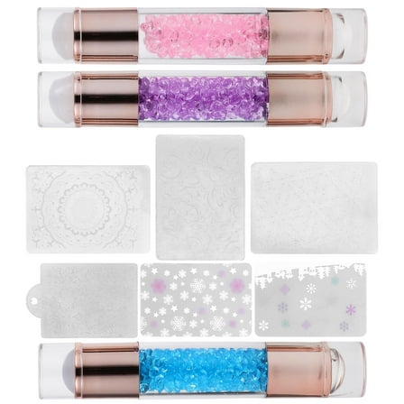 OUNONA 3pcs Manicure Stencil Silicone Assorted Color Nail Design Tools for Nail Stampers