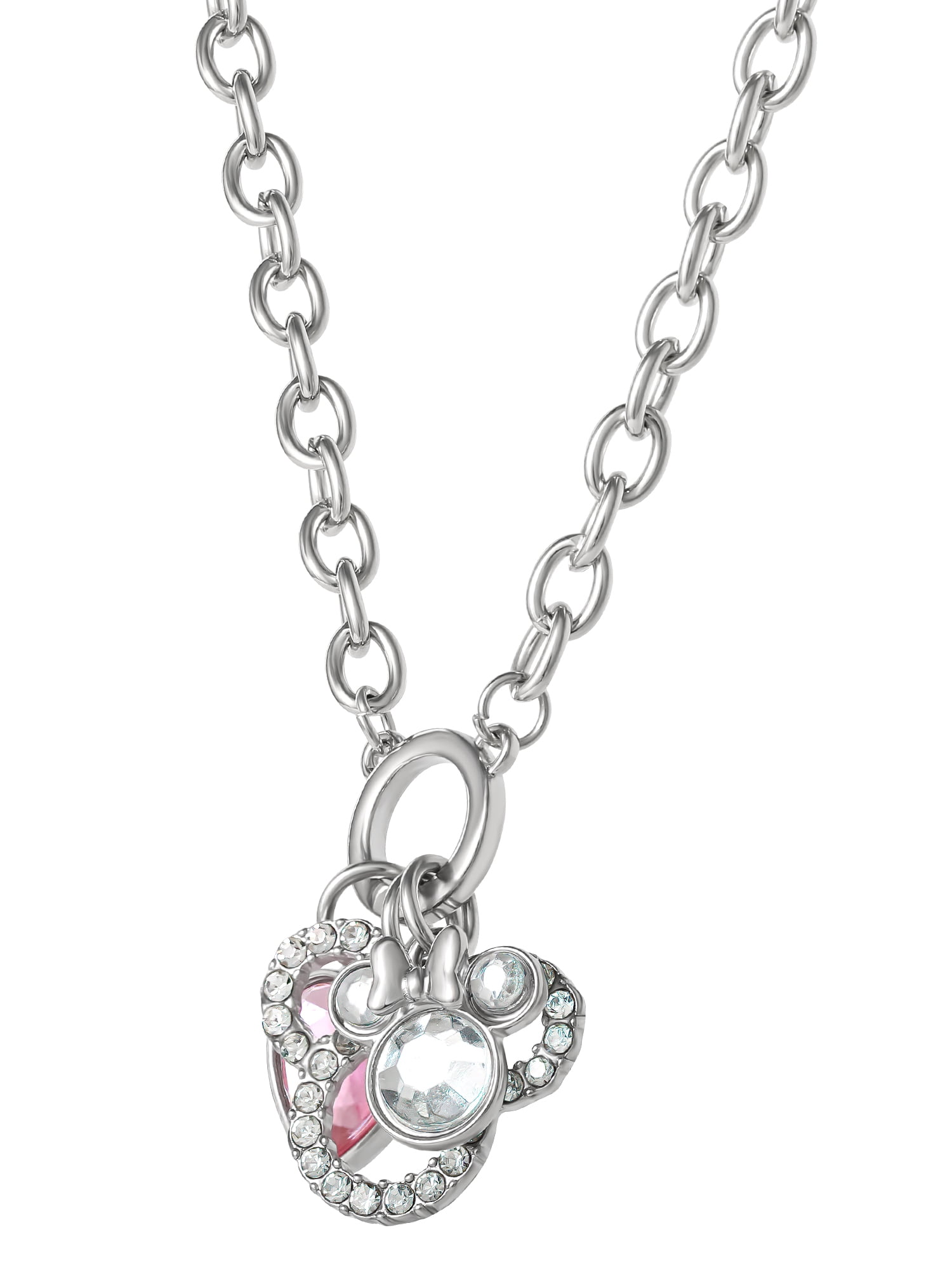 Disney Mickey Mouse & Minnie Mouse Charm Necklace with Adjustable Chain