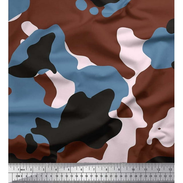Soimoi Poly Georgette Fabric Two Tone With White Camouflage Print Fabric by Yard 42 Inch Wide