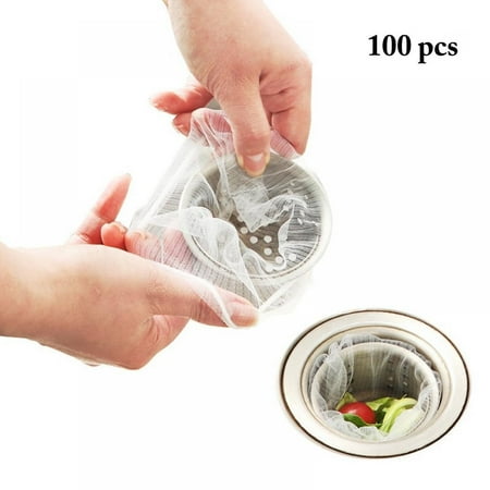 

100pcs Kitchen Sink Trash Mesh Bag Isolation Clogging Preent Bathroom Shower Drain Residue Collector Sink Strainer Filter Net Bag Disposable