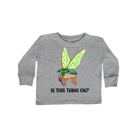 

Inktastic Is This Thing On Cute Cicada with Microphone Gift Toddler Boy or Toddler Girl Long Sleeve T-Shirt