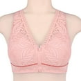 thumbnail image 2 of Baywell Women's Zip Front Sport Bra Plus Size Wirefree Lace Bra Full Coverage T-Shirt Bra Dark Pink 36/80-52/120, 2 of 11