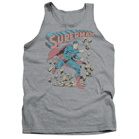 Superman Mad At Rocks Adult Tank Top Athletic Heather