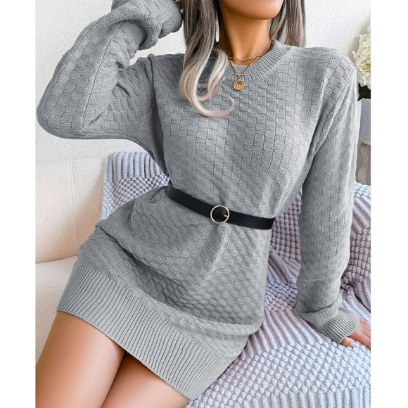 Women Winter Dress,Sweater Dress Long Sleeve Bodycon Sweater Dress Round Neck Sweater Dress Custom Engineered