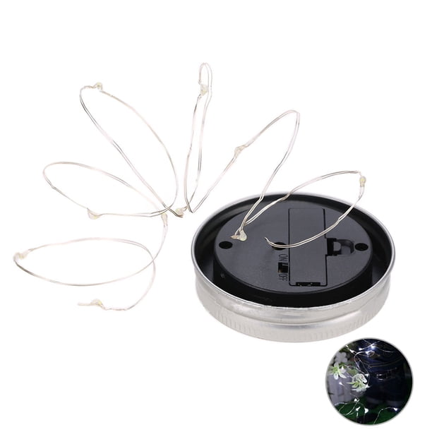 Guirnalda de luces LED solares para tapa de lata de albañil, 1 m, 10 luces LED decorativas para jardín, patio, hogar y paisaje (luz blanca)