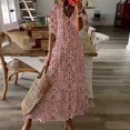 thumbnail image 2 of Wuxian Women'S Dresses Summer New V Neck Three Quarter Sleeve Bohemian Midi Dresses Summer Floral Retro Tassel Long Sundresses,Red,L, 2 of 6