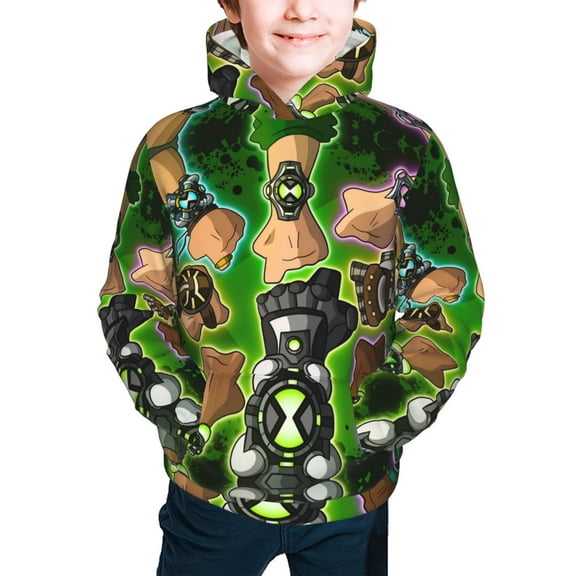 Ben 10 Youth Hoodie Graphic Colorful Cool Kids Hooded Sweatshirts Kangaroo Pocket for Boys Girls Small
