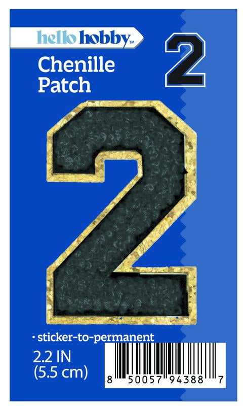 Hello Hobby Chenille Number 2 Patch, Black, 1 Count