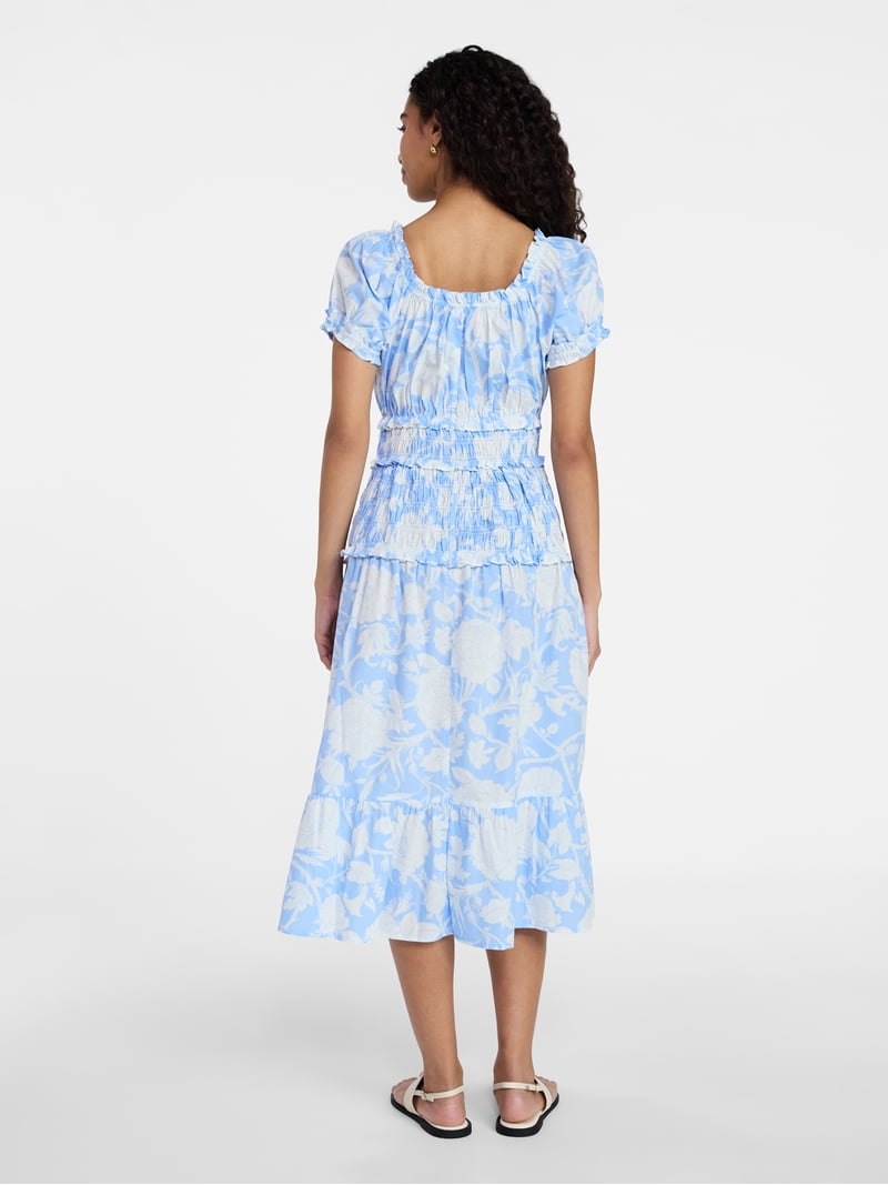 Time and Tru Women's Smocked Peasant Dress, Sizes Xs-xxxl Time and Tru Women's Smocked Peasant Dress, Sizes Xs-xxxl