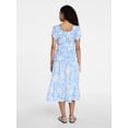 thumbnail image 5 of Time and Tru Women's Smocked Cotton Peasant Dress with Short Sleeves, Sizes XS-XXXL, 5 of 5