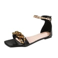 thumbnail image 2 of Zapatos de mujer Moda Color sólido Minimalista Cadena de metal Cremallera Sandalias planas de princesa Wmkox8yii shjk6977, 2 of 9