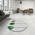thumbnail image 3 of Ahgly Company Indoor Round Patterned Sage Green Novelty Area Rugs, 5' Round, 3 of 6