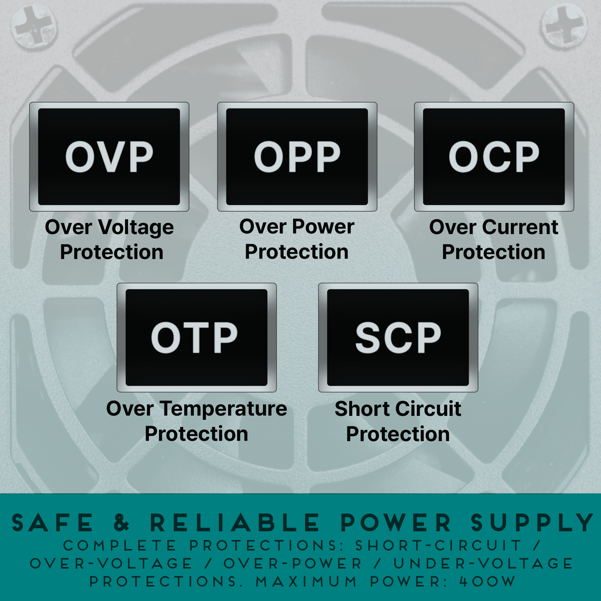 Apevia TFX-PFC400W TFX 400W Fixed Cables, Full Range Active PFC Computer Power Supply