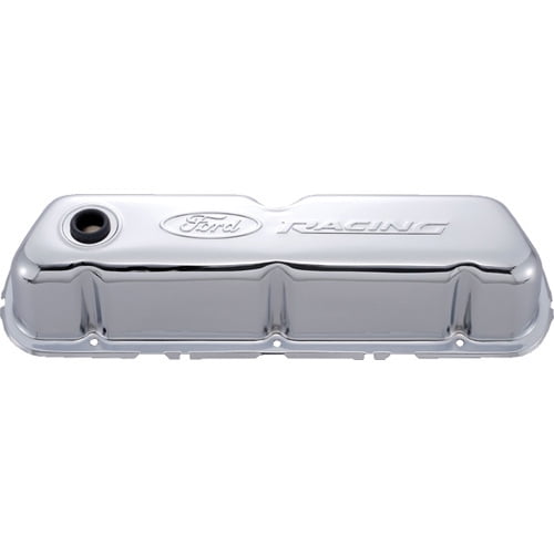 Chrome Steel Valve Cover Set w/Ford Racing Logo