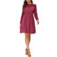 thumbnail image 2 of INSPIRE CHIC Women's Mock Neck Sheer Long Sleeve Flared Gilding Star Shiny Dress Burgundy M, 2 of 5