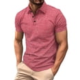 thumbnail image 1 of Camiseta deportiva de manga corta con cuello para hombre: diseño liso, poliéster-spandex, prenda informal para la playa, estampado a rayas, tallas S-XXXL, 1 of 7
