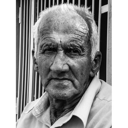 Canvas Print Black and White Elderly Person Portrait Face Human Stretched Canvas 10 x