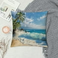 thumbnail image 2 of Orinice Palm Trees Wave Beach Graphic Decorative Pillow Cover for Home Couch Living Room Bed Sofa 1PC 24x24in, 2 of 5