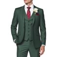 thumbnail image 1 of Traje HUUTOE para hombre de 3 piezas, ajustado, verde oscuro, para baile de graduación de 2025, 1 of 8