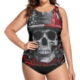 thumbnail image 4 of Women's Printed Tankini Top - High Elasticity Slim-Fit Swimsuit with Removable Straps & Cups, Perfect for Beach & Pool Parties，A Skull, 4 of 7