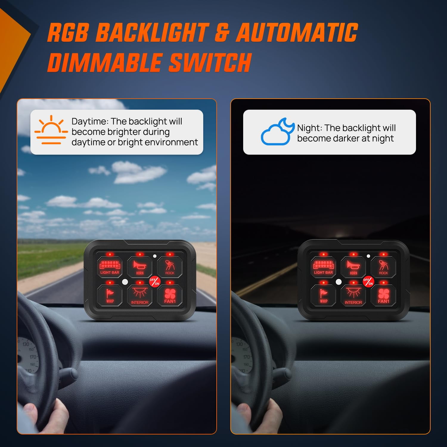 Nilight 6 Gang Switch Panel 12V 24V Universal Circuit Control Relay System with RGB Backlight APP Control Fuse Wiring Harness Automatic Dimmable ON Off LED Switch Pod for Car Pickup Truck Camper SUV