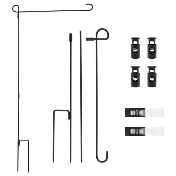 AEVXKHI Garden Flag Holder Stand, 8 Pack 34 Inch Wrought Iron Flag Poles, for 13-Inch Flags Rust Resistant with Anti Wind Clips, for Yard Lawn and Seasonal Decor