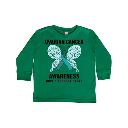 

Inktastic Ovarian Cancer Awareness Hope Support and Love Gift Toddler Boy or Toddler Girl Long Sleeve T-Shirt