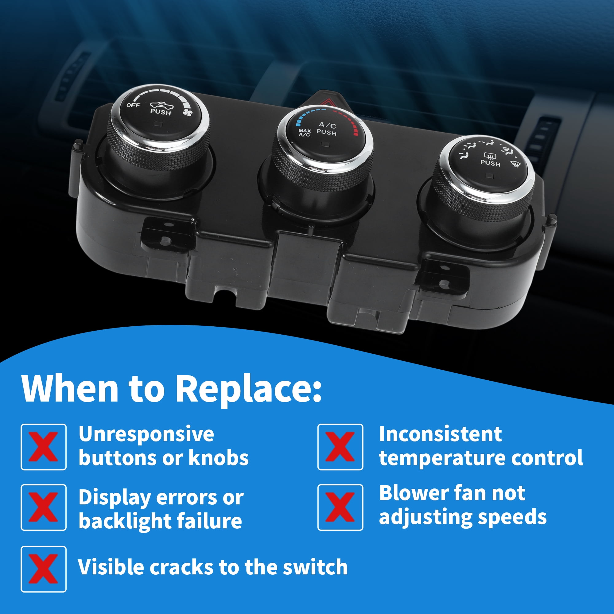 Unique Bargains A/C Heater Climate Control Module for Dodge for Ram 1500 3500 2014-2018 for Ram 1500 Classic 2019-2024 HVAC Control Switch Panel No.68268190AA/68186217AD