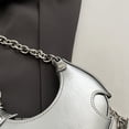 thumbnail image 4 of Bolso De Hombro Crescent Mujer Cadena De Cuero De PU Viaje Femenino Plata, 4 of 6