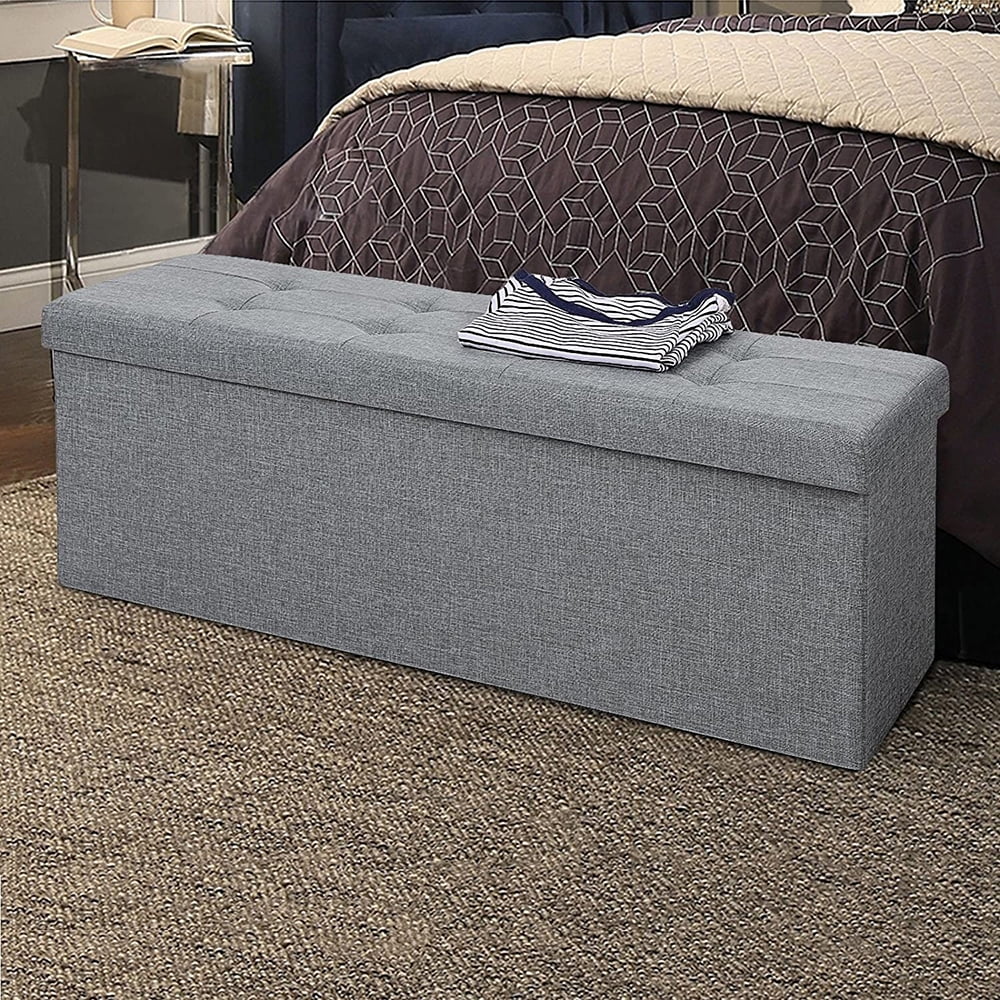 43" Foldable Storage Ottoman Bench with Memory Foam for Living Room