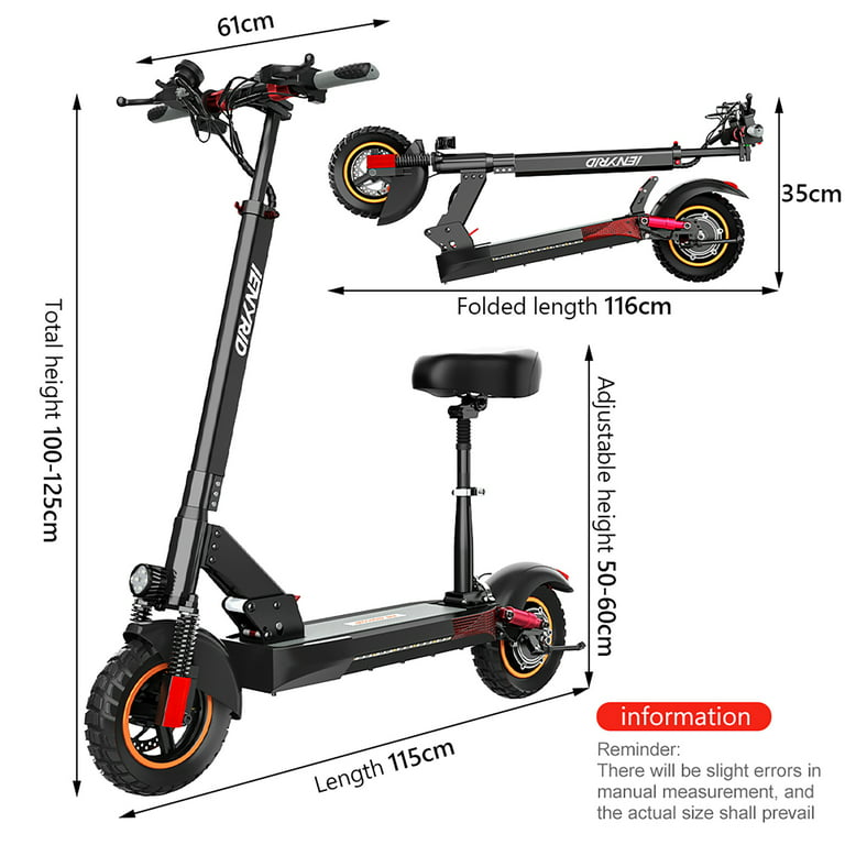 Ienyrid M4 Pro Adult Electric Scooter, 500W Foldable Electric Scooter with Seat, Offroad Commuter E Scooter, Dual Suspension System Double Brake