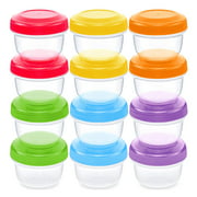 Leakproof Baby Food Storage - 12 Container Set, Small Plastic Containers with Lids, Lock in Freshness, Nutrients, & Flavor, Freezer & Dishwasher Friendly, 4oz Snack Container