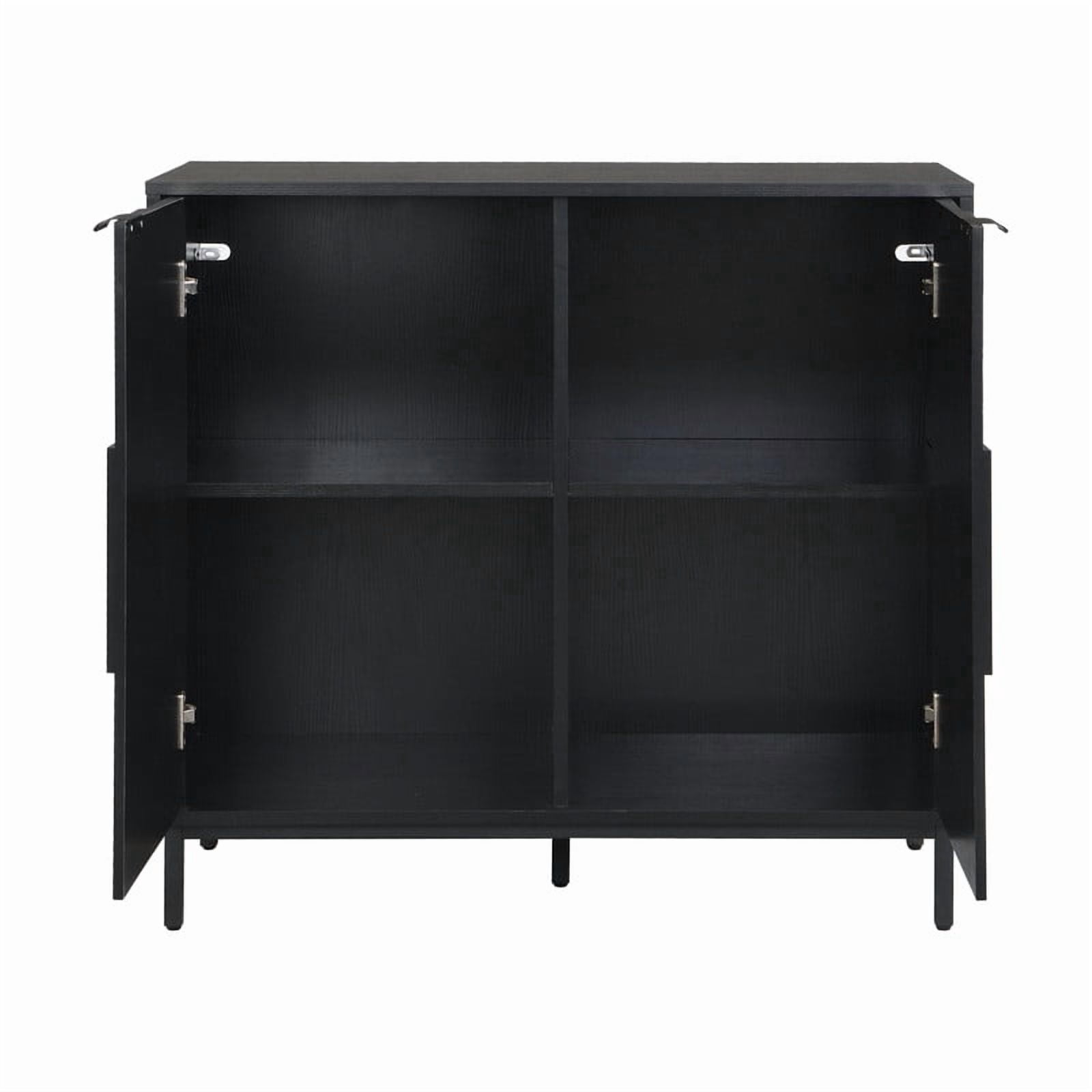 Euroco Sideboard Buffet Cabinet with Storage, Modern Storage Credenza Coffee Bar with 2 Doors for Kitchen Living Room,Entryway,Matt Black
