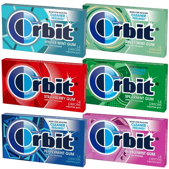 Orbit Gum Variety 6 Pack, Sugar Free Gum, 14 Piece Per Pack (Pack of 6) Chewing Gum, Bulk Gum Packs, Mint Gum, Spearmint Gum, Sugarless Gum
