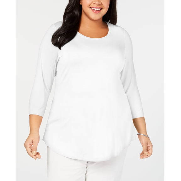 JM Collection Plus Size Scoopneck Top Bright White 3X