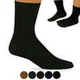 thumbnail image 4 of 3 pares de calcetines de vestir clásicos para hombre, de pantorrilla, informales, a la moda, lisos, multicolor, tallas 10-13, 4 of 4