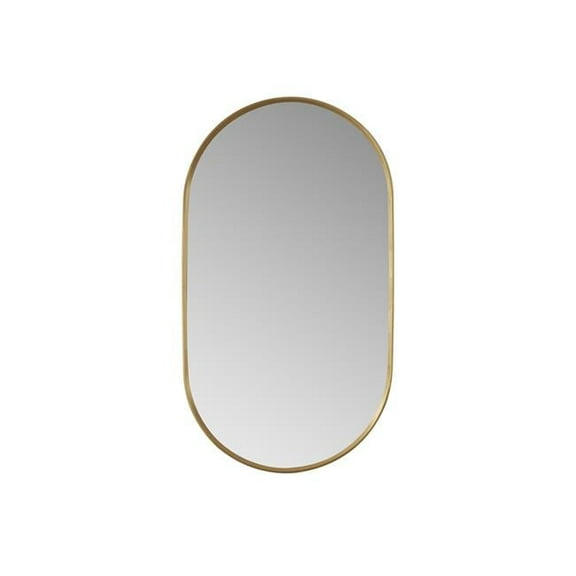 Vinnova 803120-MIR-BG 20 x 36 in. Miajadas Oval Metal Wall Mirror, Brushed Gold