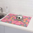 thumbnail image 5 of Dish Drying Mat, Cartoon Cockatoo Parrot Leaves Pink Absorbent Microfiber Kitchen Mat, Heat Resistant Drying Mat Kitchen Counter for Dishes, Utensils, Pots, Pans, Drainer Mats 18x24in, 5 of 7