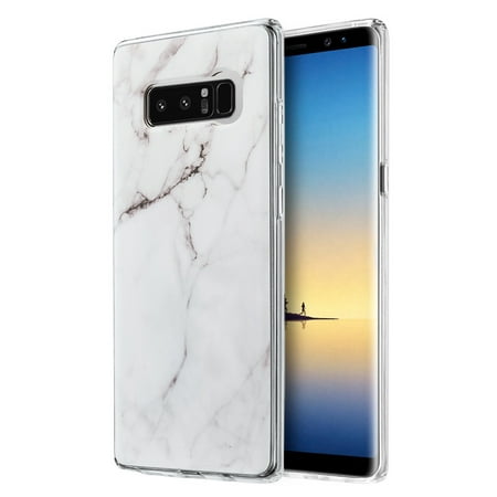Samsung Galaxy Case,Premium Marble Designed Soft TPU Cover Protective Slim Back Case (Shockproof, Raised Bezel, Anti Scratch,Flexible) for Samsung Galaxy Note 8 SM -N950U-White