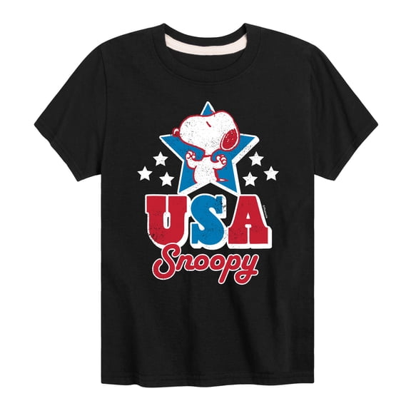 Peanuts - USA Snoopy - Youth Boys Short Sleeve Graphic T-Shirt