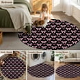 thumbnail image 6 of Sweet Striped Bows Washable Round Area Rug 4 ft, Pink Love Bow Black Background, Soft Non Slip Rugs Stain Repellent Indoor Felt Carpet for Living Dining Room Bedroom Home Office, 6 of 9