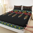 thumbnail image 3 of Feelyou Tribal Boho Aztec Bed Sheets for Adult, Retro Western Fashion King Sheets, Black Teal Triangle Sheet Set, Breathable Home Decor, 4pcs, 3 of 7