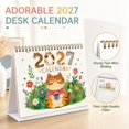 thumbnail image 2 of 2027 Desk Calendar, 8.27 x 5.51 In Large Spiral Bound Monthly Planner with Orange Cat Coffee Art for Home Office Decor, 2 of 8
