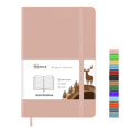 thumbnail image 1 of Cuaderno Wiisdatek de tapa dura con acabado en cuero, 13 x 21 cm, rosa, 1 of 7