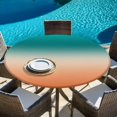 thumbnail image 6 of Teal Burnt Orange Ombre Round Tablecloth 45-54 Inch Round Fitted Table Cloth with Elastic Edge, Modern Gradient Abstract Art Waterproof Table Cover Protector for Outdoor Picnic Party Dining, 6 of 9