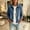 Blue, variant on Women's Fall Winter Cropped Denim Jacket Long Sleeve Zip up Jean Coat with Pockets, Casual Fashion Short Lapel Outerwear for Women S-2XL Sky Blue
