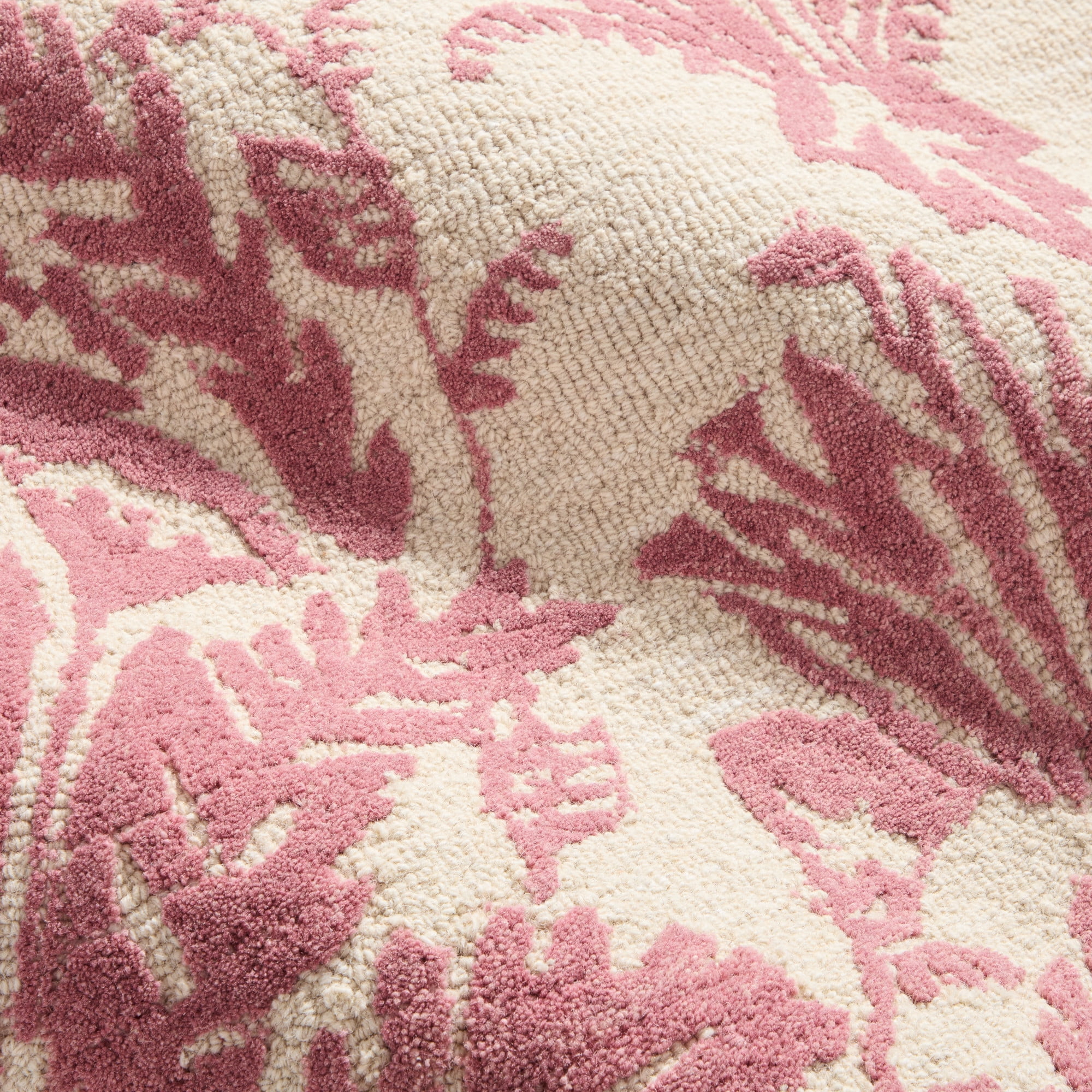 NICOLE MILLER NEW YORK Mod Damask Chambray Handcrafted Area Rug, 100% Wool Rug, Rose, 8'x10'